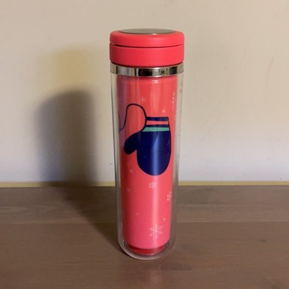 David’s Tea “Mittens” Pink Plastic Mitten Tumbler with Strainer - Picture 4 of 9